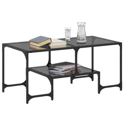 vidaXL Coffee Table with Black Glass Top 98,5x50x45 cm Steel