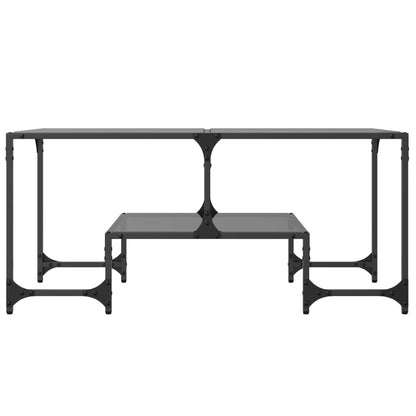 vidaXL Coffee Table with Black Glass Top 98,5x50x45 cm Steel