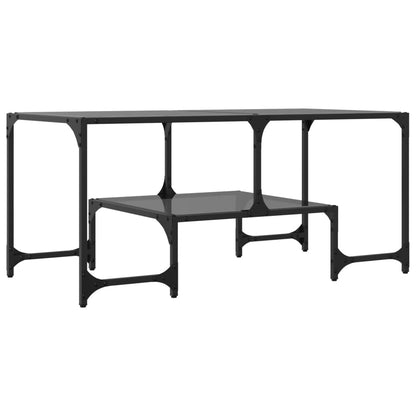vidaXL Coffee Table with Black Glass Top 98,5x50x45 cm Steel