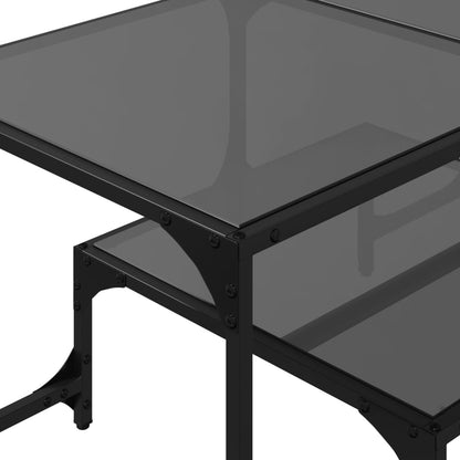 vidaXL Coffee Table with Black Glass Top 98.5x50x45 cm Steel