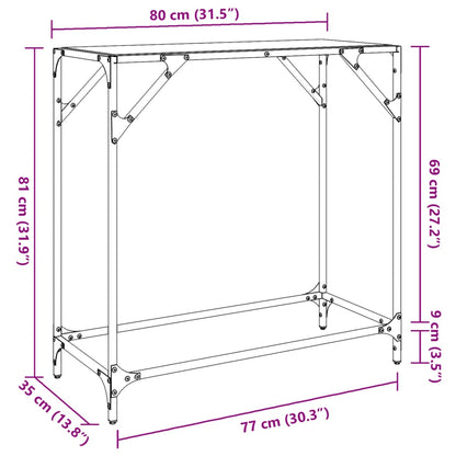 vidaXL Console Table with Black Glass Top 80x35x81 cm Steel
