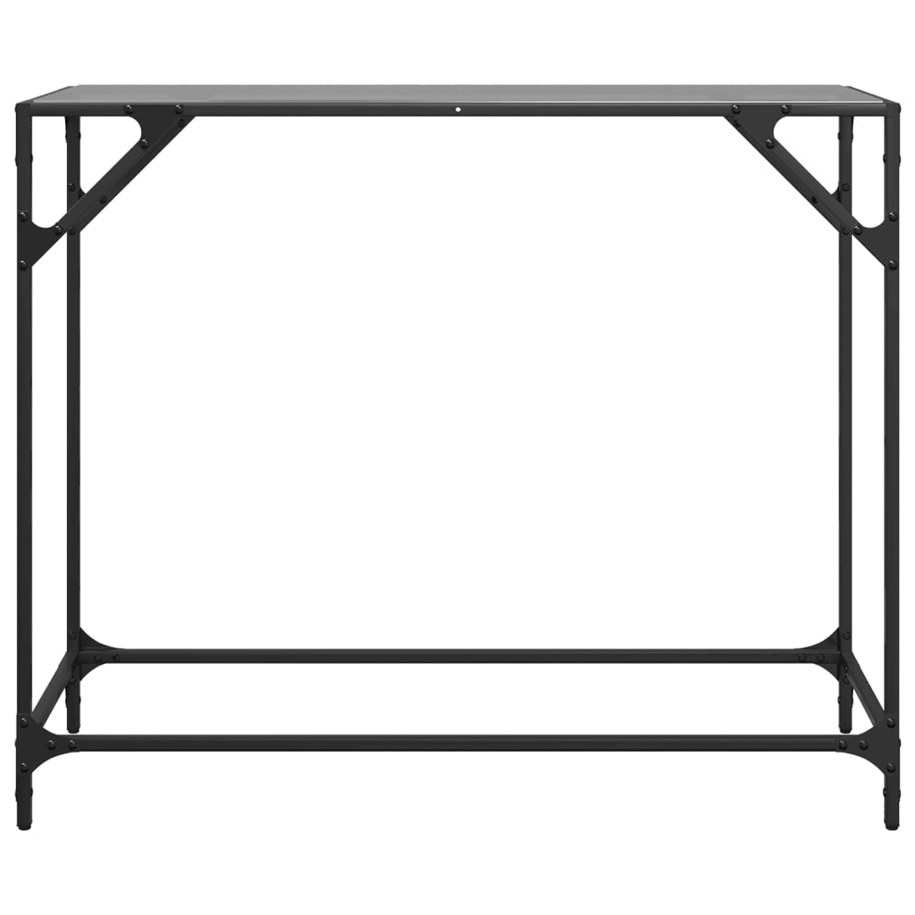 vidaXL Console Table with Black Glass Top 98x35x81 cm Steel