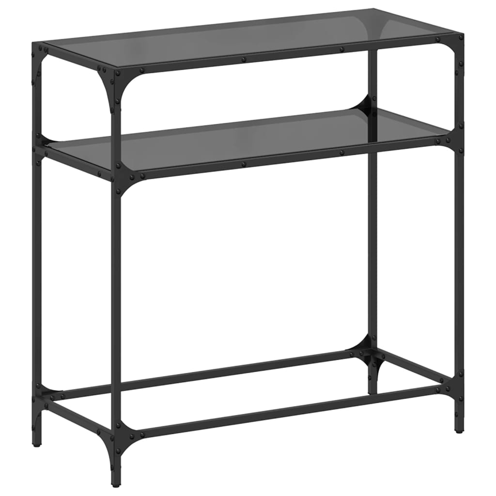 vidaXL Console Table with Black Glass Top 80x35x81 cm Steel