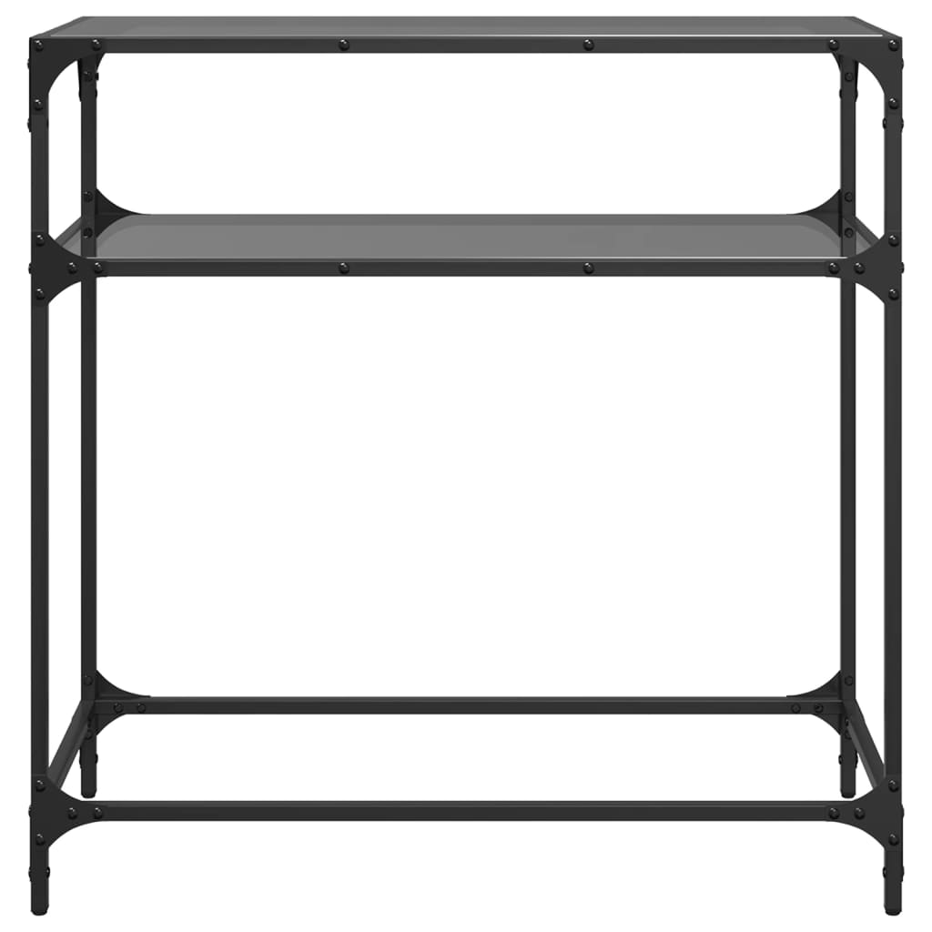 vidaXL Console Table with Black Glass Top 80x35x81 cm Steel