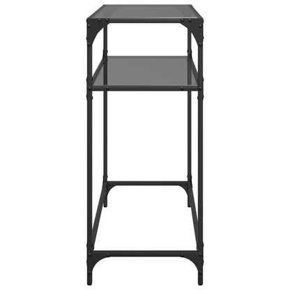 vidaXL Console Table with Black Glass Top 80x35x81 cm Steel
