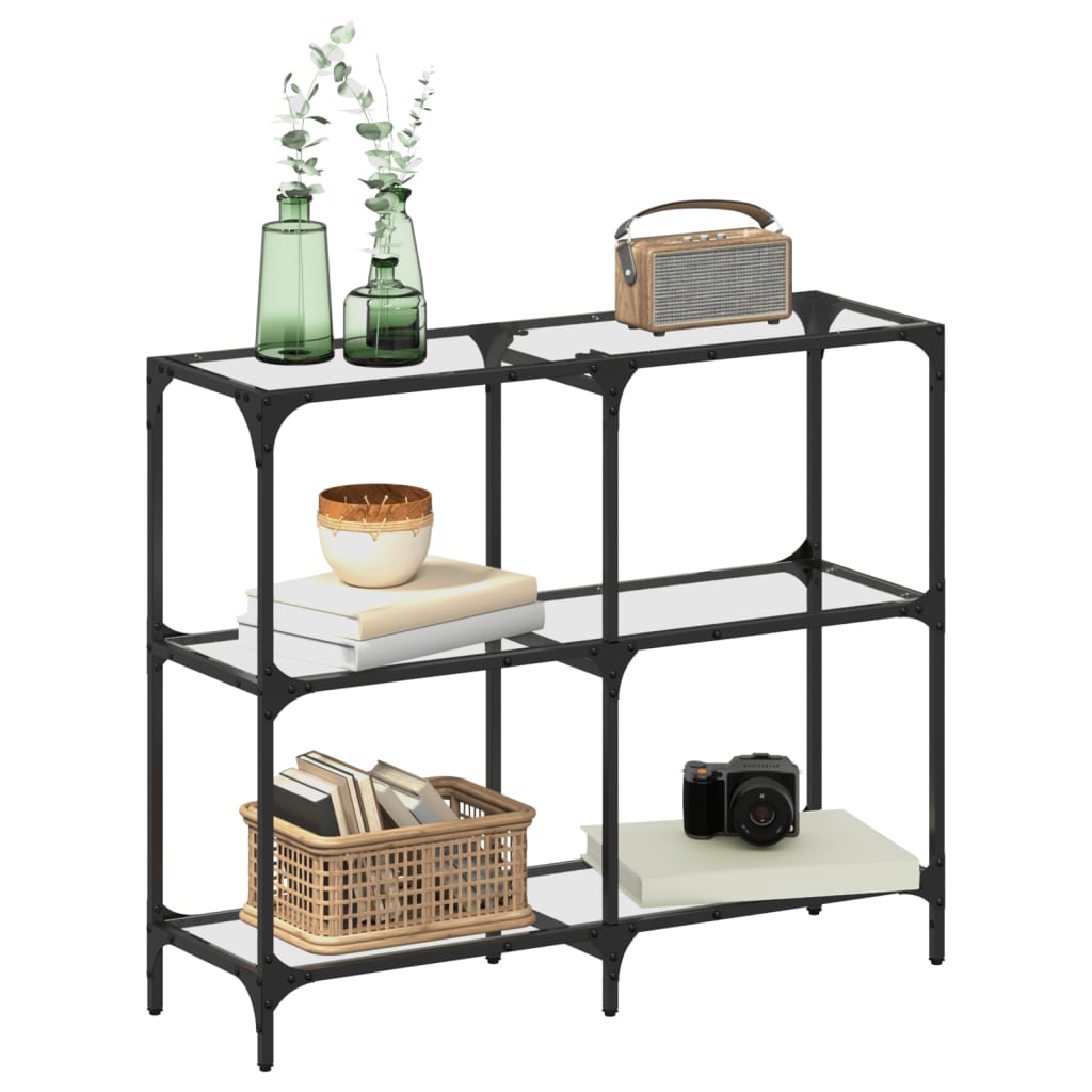 vidaXL Console Table with Transparent Glass Top 98x30x81 cm Steel