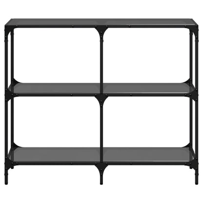 vidaXL Console Table with Black Glass Top 98x30x81 cm Steel