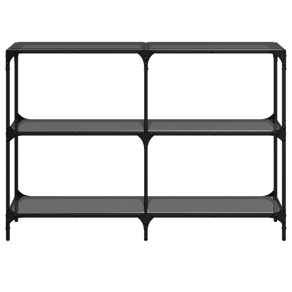 vidaXL Console Table with Black Glass Top 118.5x30x81 cm Steel