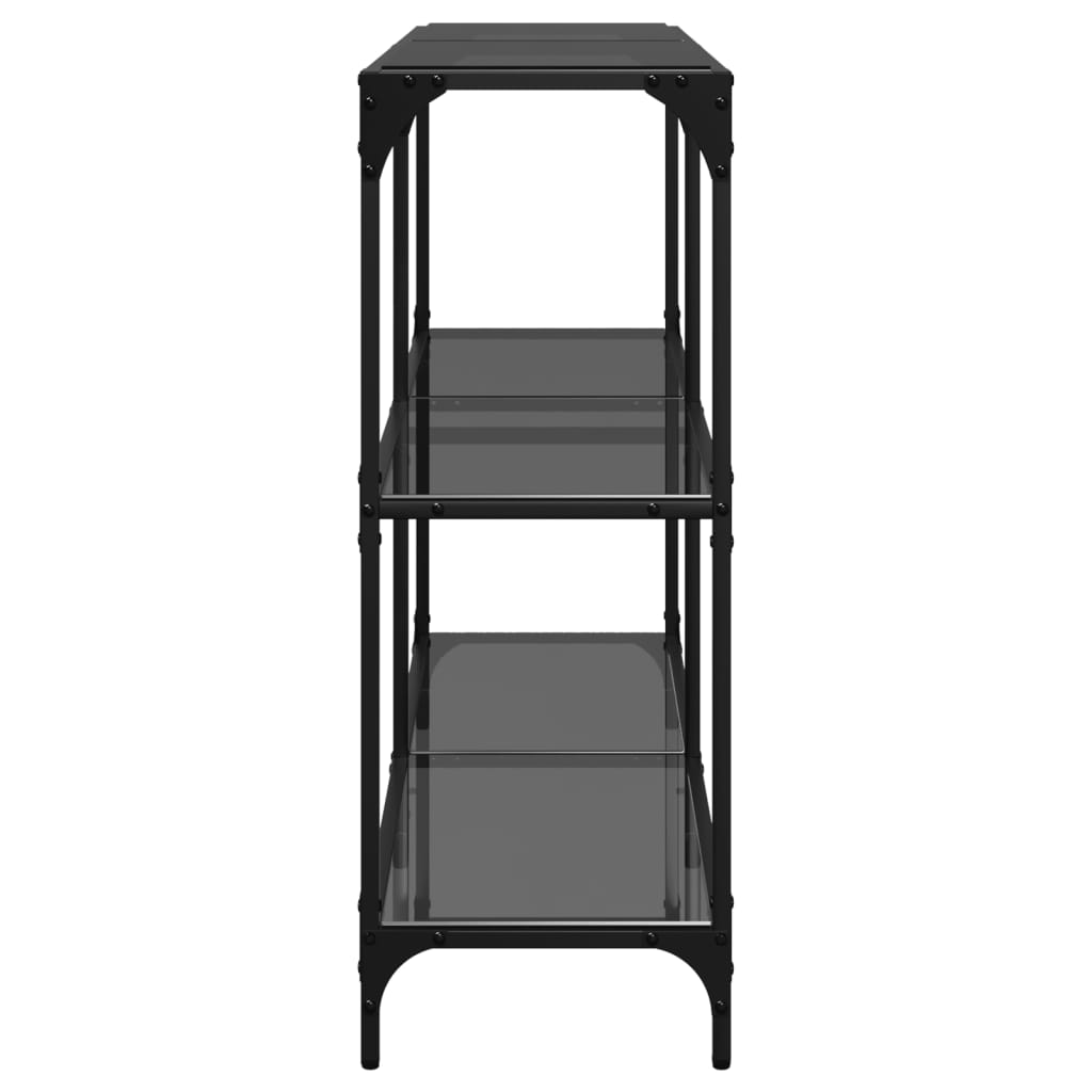 vidaXL Console Table with Black Glass Top 118.5x30x81 cm Steel