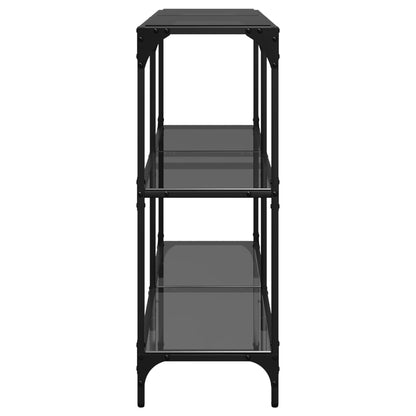 vidaXL Console Table with Black Glass Top 118.5x30x81 cm Steel