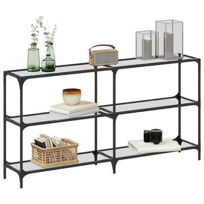 vidaXL Console Table with Transparent Glass Top 158.5x30x81 cm Steel