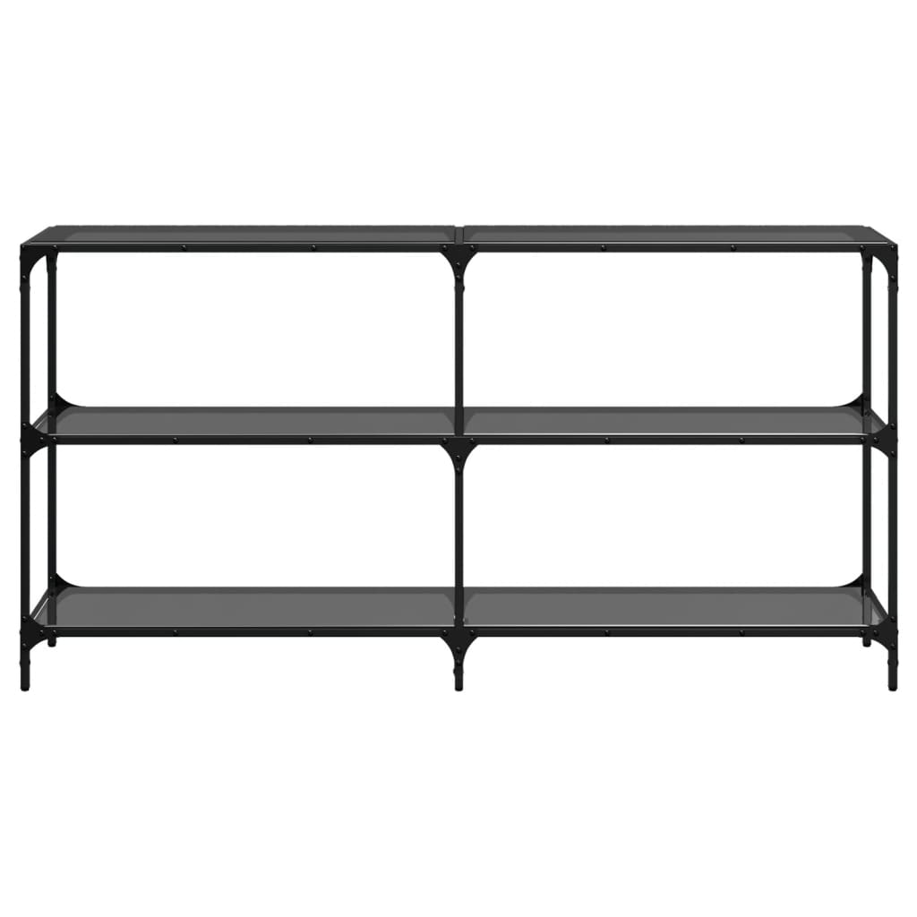 vidaXL Console Table with Black Glass Top 158.5x30x81 cm Steel