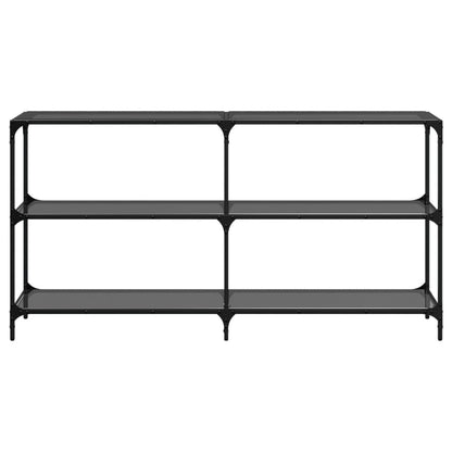 vidaXL Console Table with Black Glass Top 158.5x30x81 cm Steel