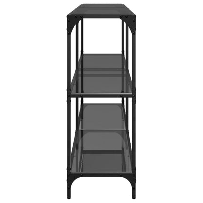 vidaXL Console Table with Black Glass Top 158.5x30x81 cm Steel