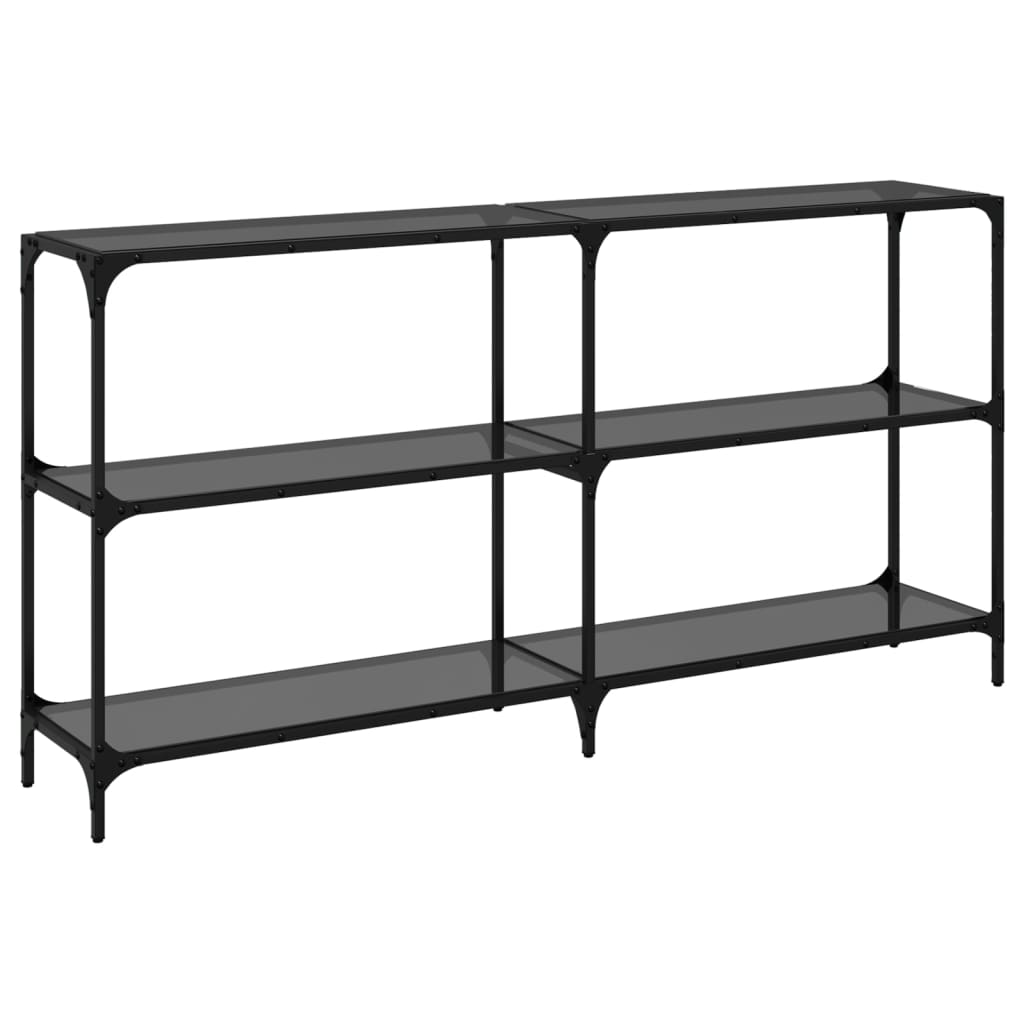 vidaXL Console Table with Black Glass Top 158.5x30x81 cm Steel