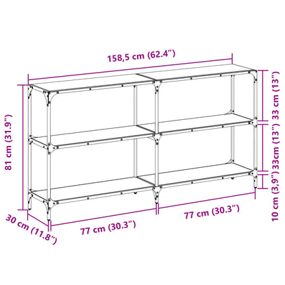 vidaXL Console Table with Black Glass Top 158.5x30x81 cm Steel