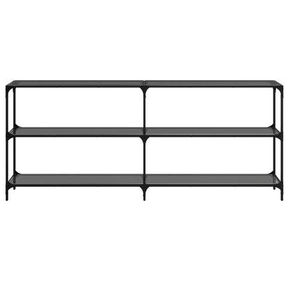 vidaXL Console Table with Black Glass Top 194.5x30x81 cm Steel