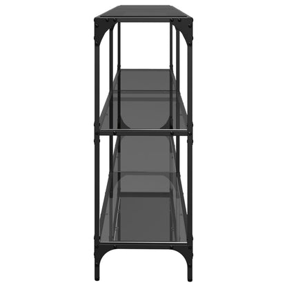 vidaXL Console Table with Black Glass Top 194.5x30x81 cm Steel