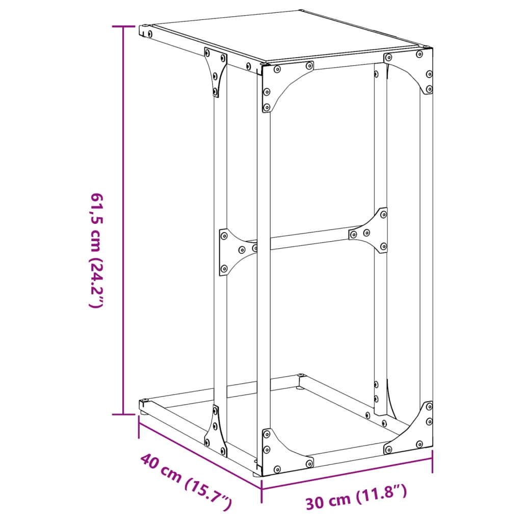 vidaXL Side Table with Transparent Glass 40x30x61.5 cm Steel