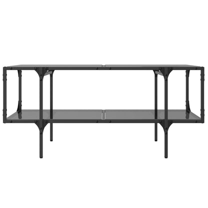 vidaXL Coffee Table with Black Glass Top 98.5x50x45 cm Steel