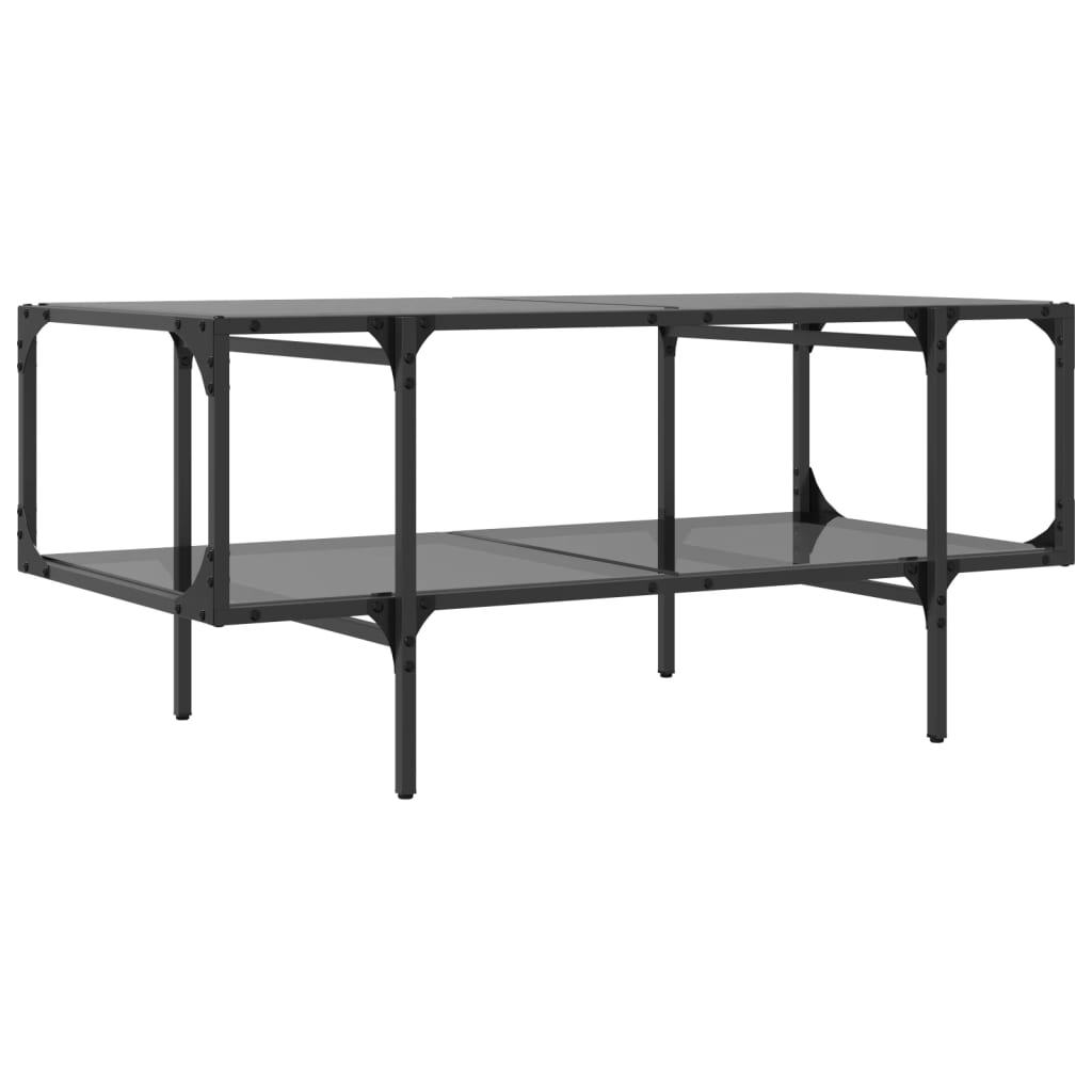 vidaXL Coffee Table with Black Glass Top 98,5x50x45 cm Steel