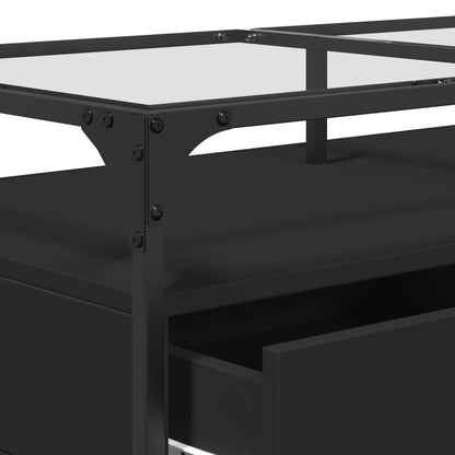 vidaXL Coffee Table with Glass Top Black 98.5x50x45 cm Steel