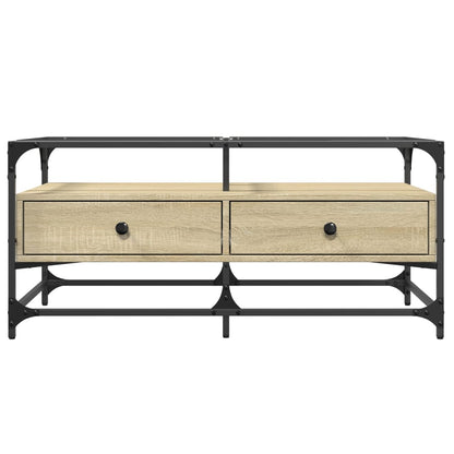 vidaXL Coffee Table with Glass Top Sonoma Oak 98.5x50x45 cm Steel