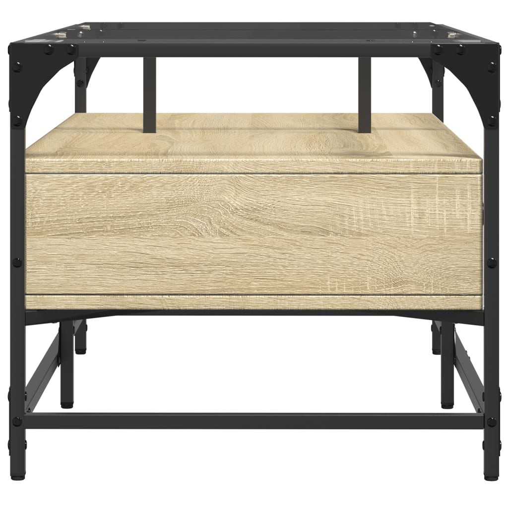vidaXL Coffee Table with Glass Top Sonoma Oak 98.5x50x45 cm Steel