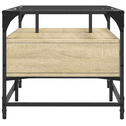 vidaXL Coffee Table with Glass Top Sonoma Oak 98.5x50x45 cm Steel