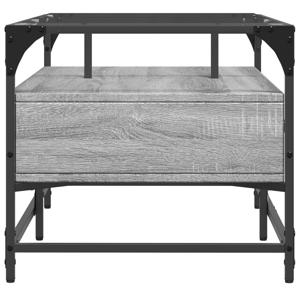 vidaXL Coffee Table with Glass Top Grey Sonoma 98,5x50x45 cm Steel