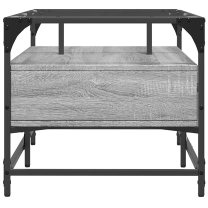 vidaXL Coffee Table with Glass Top Grey Sonoma 98,5x50x45 cm Steel