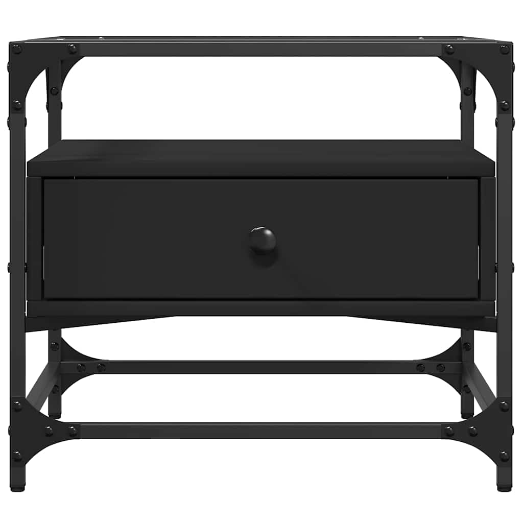 vidaXL Coffee Table with Glass Top Black 50x50x45 cm Steel