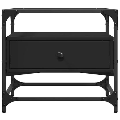 vidaXL Coffee Table with Glass Top Black 50x50x45 cm Steel