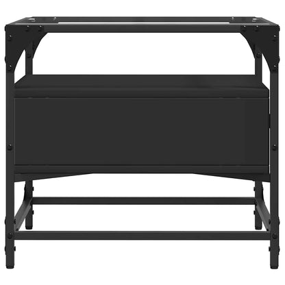 vidaXL Coffee Table with Glass Top Black 50x50x45 cm Steel