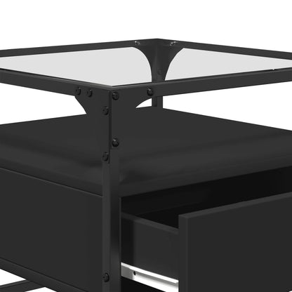 vidaXL Coffee Table with Glass Top Black 50x50x45 cm Steel