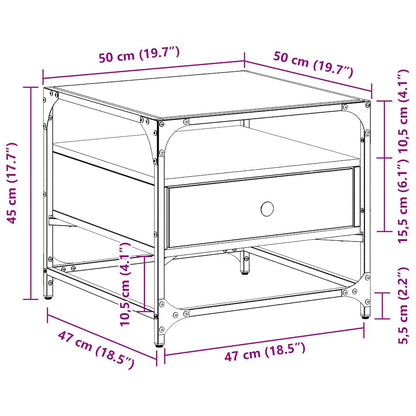 vidaXL Coffee Table with Glass Top Black 50x50x45 cm Steel