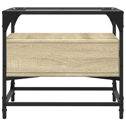 vidaXL Coffee Table with Glass Top Sonoma Oak 50x50x45 cm Steel