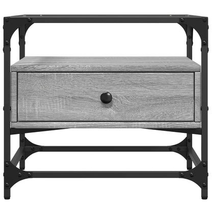 vidaXL Coffee Table with Glass Top Grey Sonoma 50x50x45 cm Steel