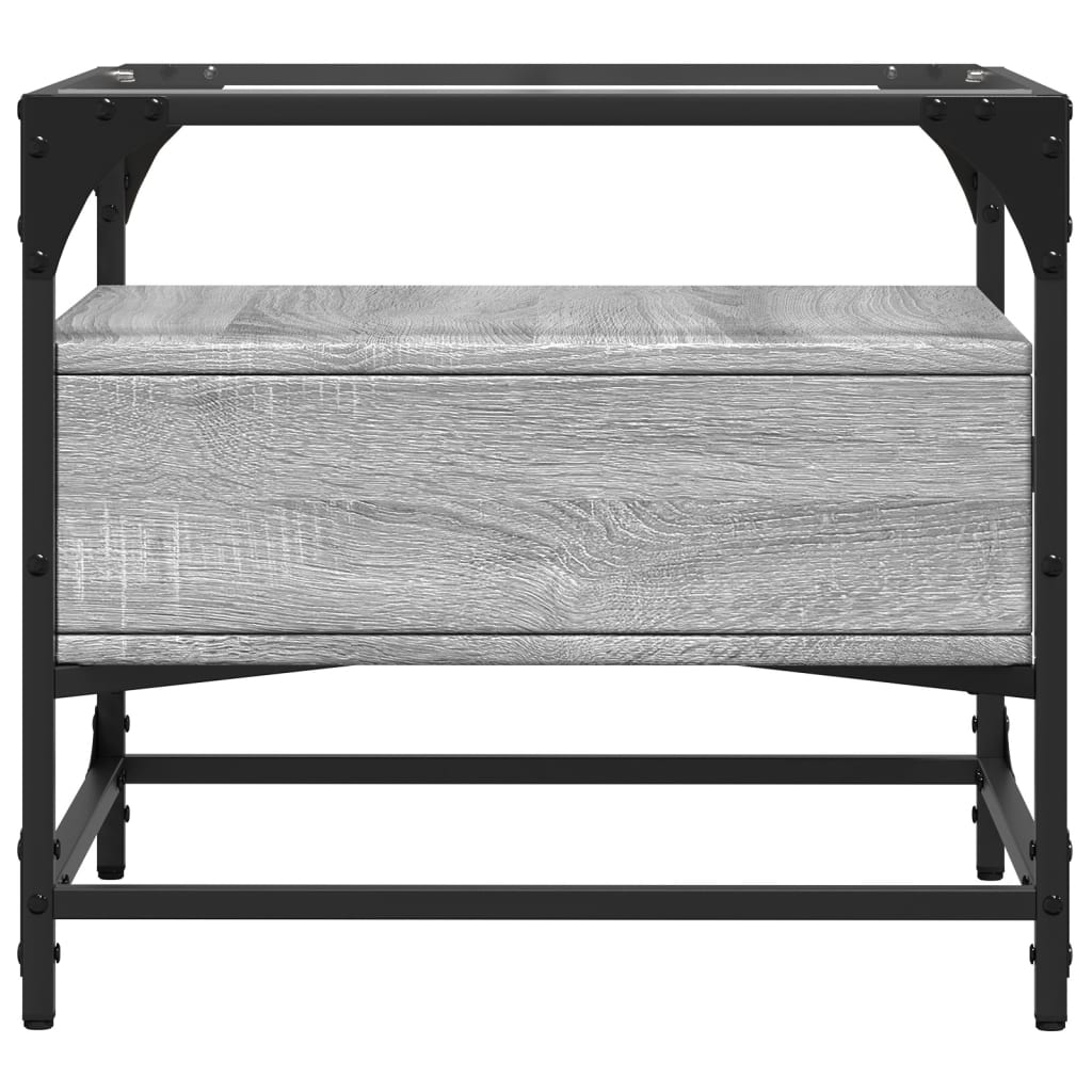 vidaXL Coffee Table with Glass Top Grey Sonoma 50x50x45 cm Steel