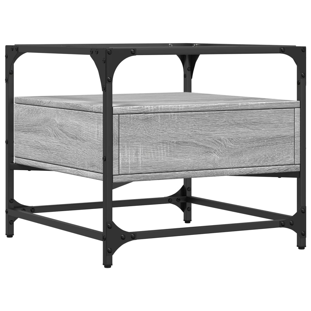 vidaXL Coffee Table with Glass Top Grey Sonoma 50x50x45 cm Steel