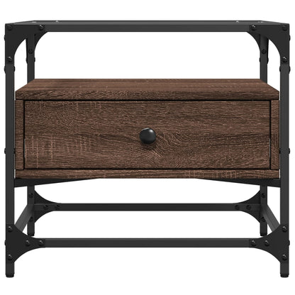 vidaXL Coffee Table with Glass Top Brown Oak 50x50x45 cm Steel