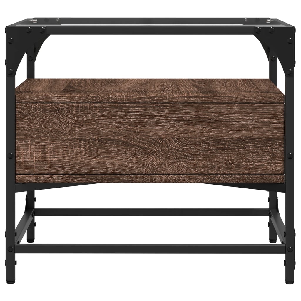 vidaXL Coffee Table with Glass Top Brown Oak 50x50x45 cm Steel