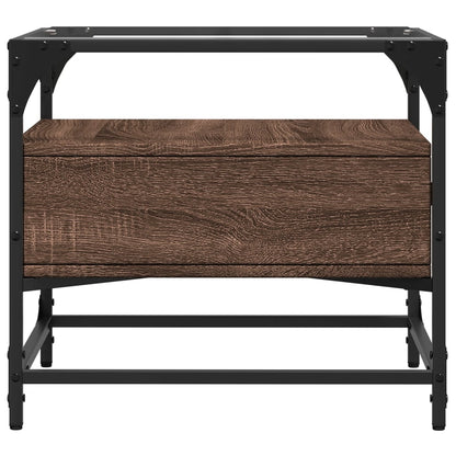 vidaXL Coffee Table with Glass Top Brown Oak 50x50x45 cm Steel