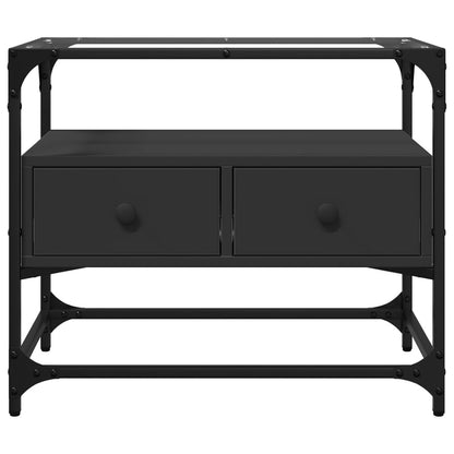 vidaXL TV Cabinet with Glass Top Black 60x35x51 cm Engineered Wood