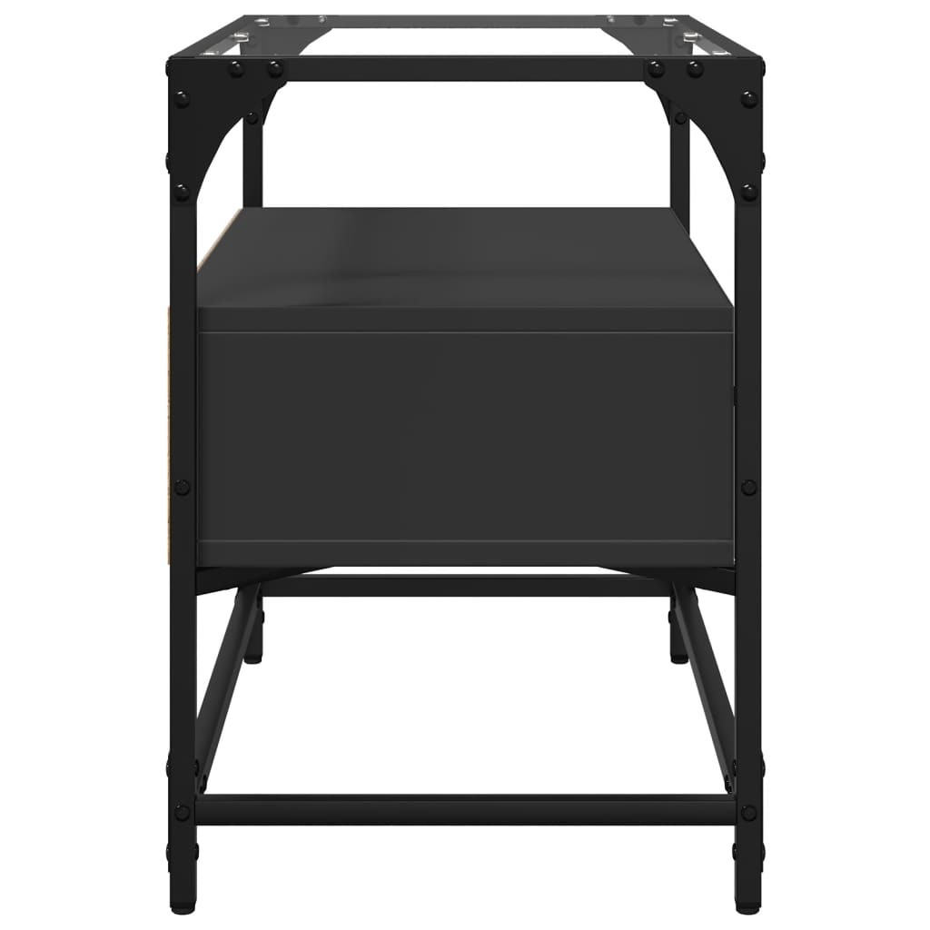 vidaXL TV Cabinet with Glass Top Black 60x35x51 cm Engineered Wood