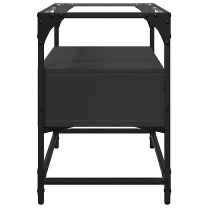 vidaXL TV Cabinet with Glass Top Black 60x35x51 cm Engineered Wood