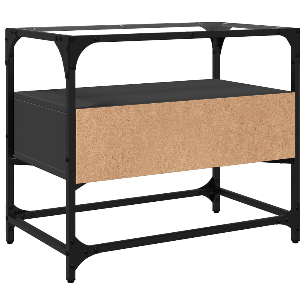 vidaXL TV Cabinet with Glass Top Black 60x35x51 cm Engineered Wood