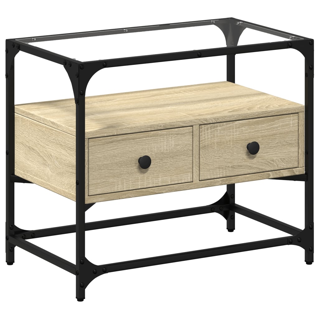 vidaXL TV Cabinet with Glass Top Sonoma Oak 60x35x51 cm Engineered Wood