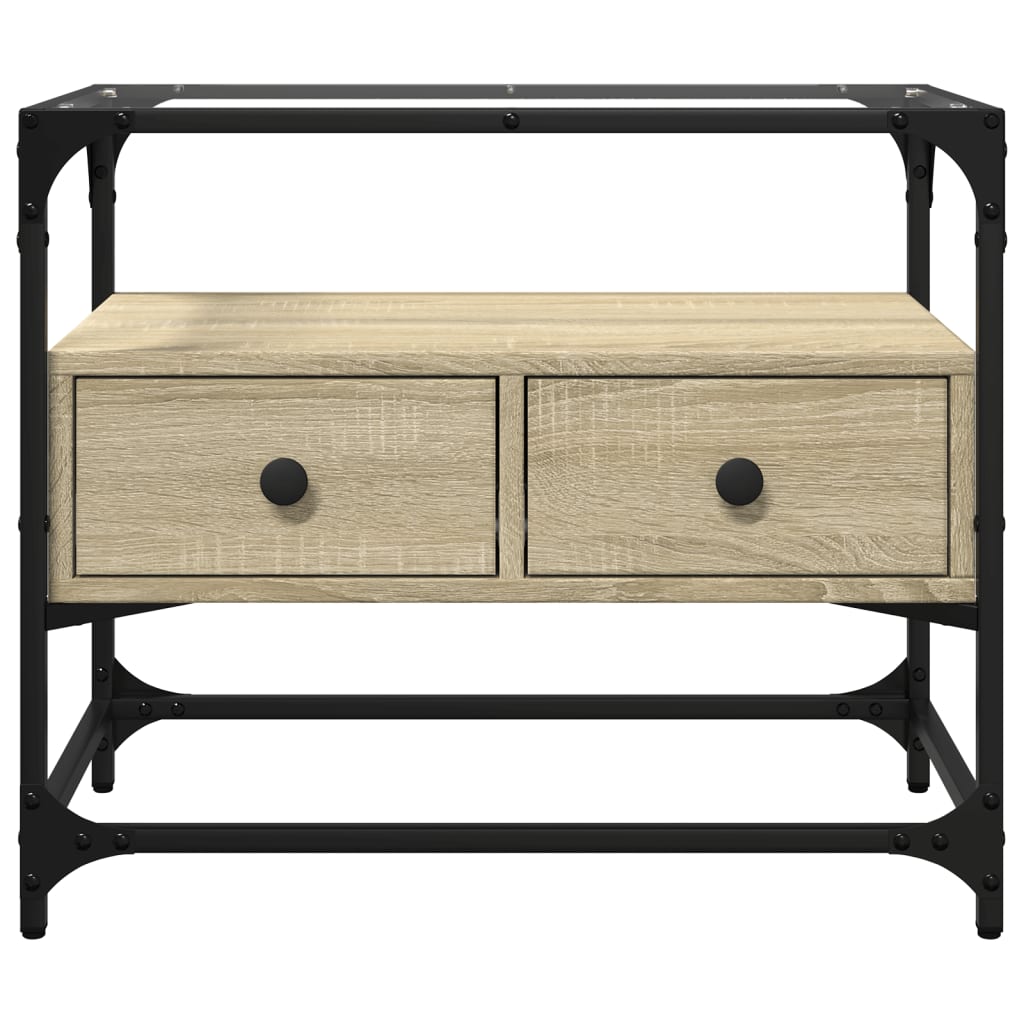 vidaXL TV Cabinet with Glass Top Sonoma Oak 60x35x51 cm Engineered Wood