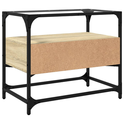 vidaXL TV Cabinet with Glass Top Sonoma Oak 60x35x51 cm Engineered Wood
